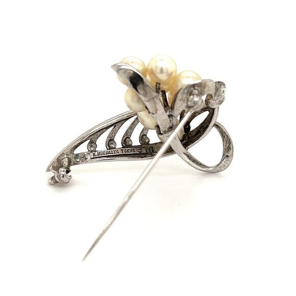 Mikimoto Estate Akoya Pearl Brooch Sterling Silver 6.50 mm M261 - Picture 11 of 11